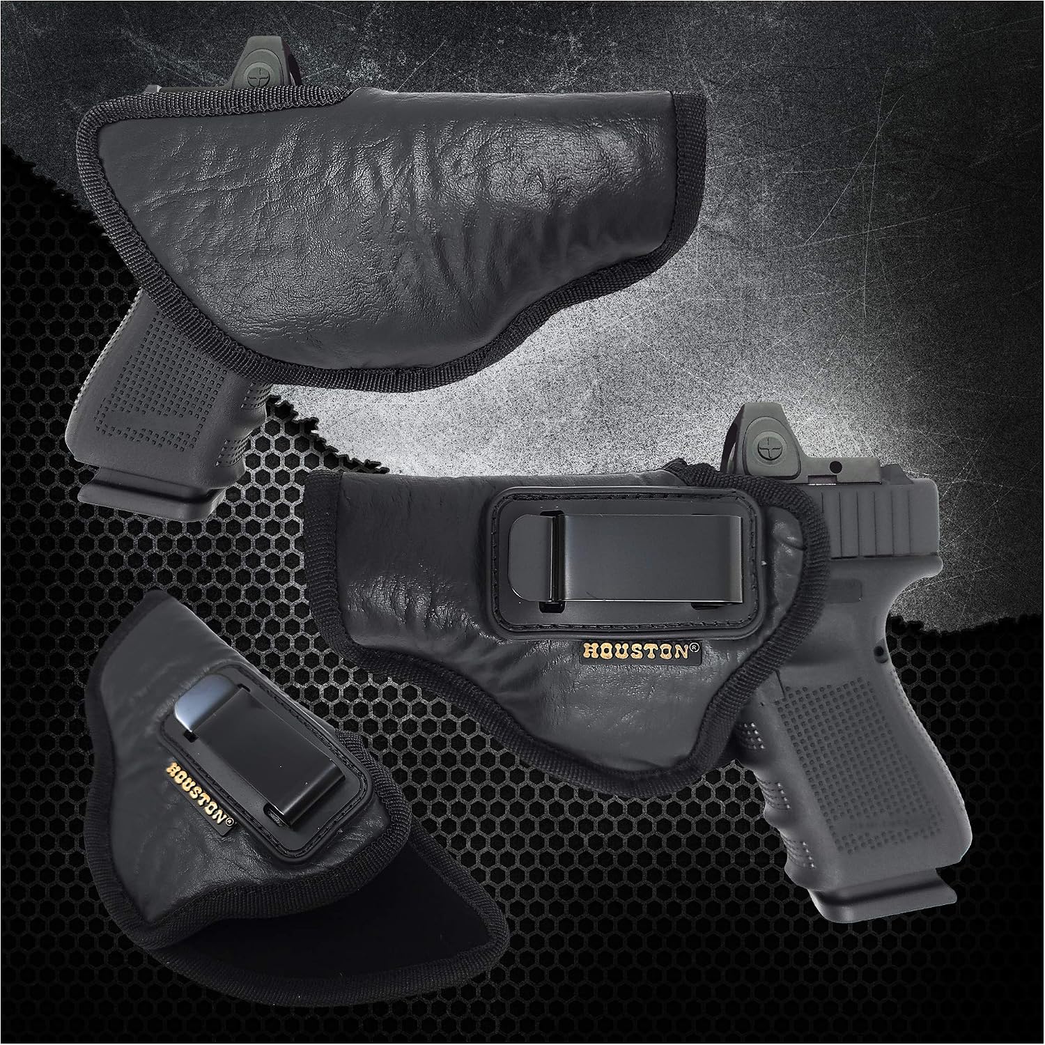 IWB Optical Gun Holster - Eco Leather Concealed Carry Soft Material - Suede Interior for Maximum Protection (Left)