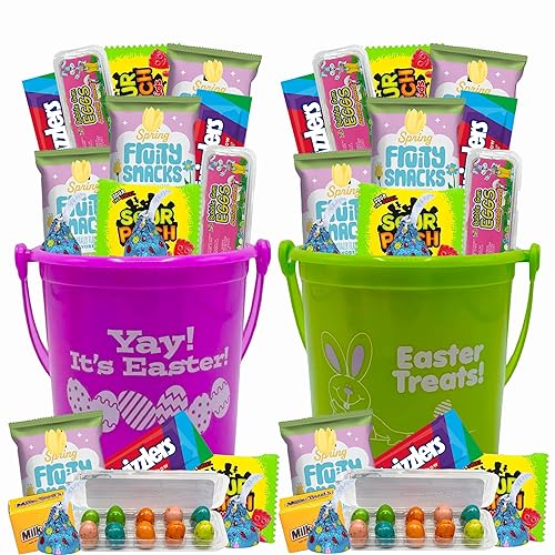 Easter Candy with Baskets Gift Set, 2 Pack, Fillable Pastel