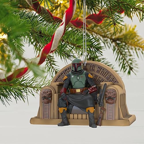 Miniatura 6 de Hallmark Keepsake Adorno de Navidad, resina, 2022, Star Wars The Mandalorian Boba Fett en el trono