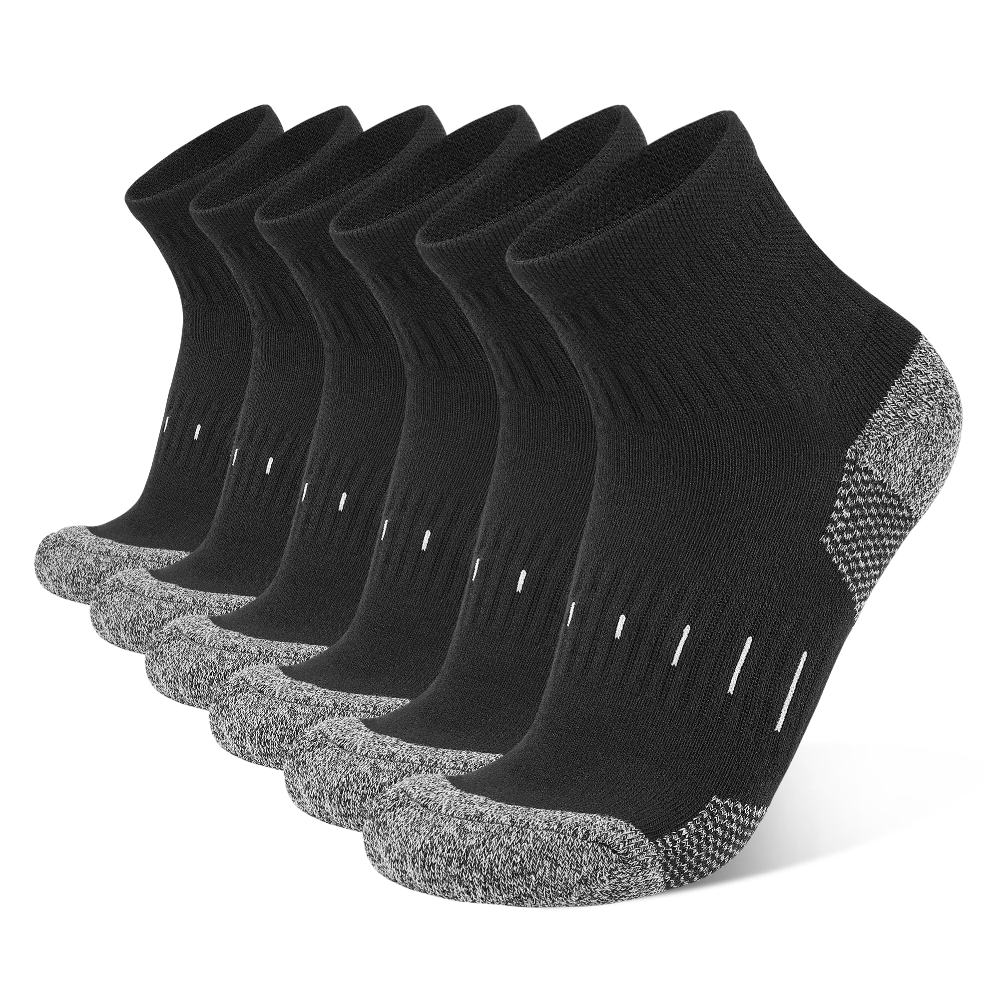 Mens Sports Quarter Ankle Socks Black Anti-Blister Cushioned Trainer Running Athletic Socks for Men 9-12 6-9