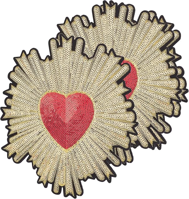 INFUNLY 3pcs Sequins Heart Patches Large Heart Iron On Patches Heart Applique Patches for Clothes for Clothes Jacket Bag Caps Arts Craft