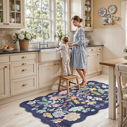 Miniatura 681 de Alfombra lavable para pasillo y de cocina, alfombra de entrada, vintage, suave para el suelo, alfombra antideslizante para interiores, para baño