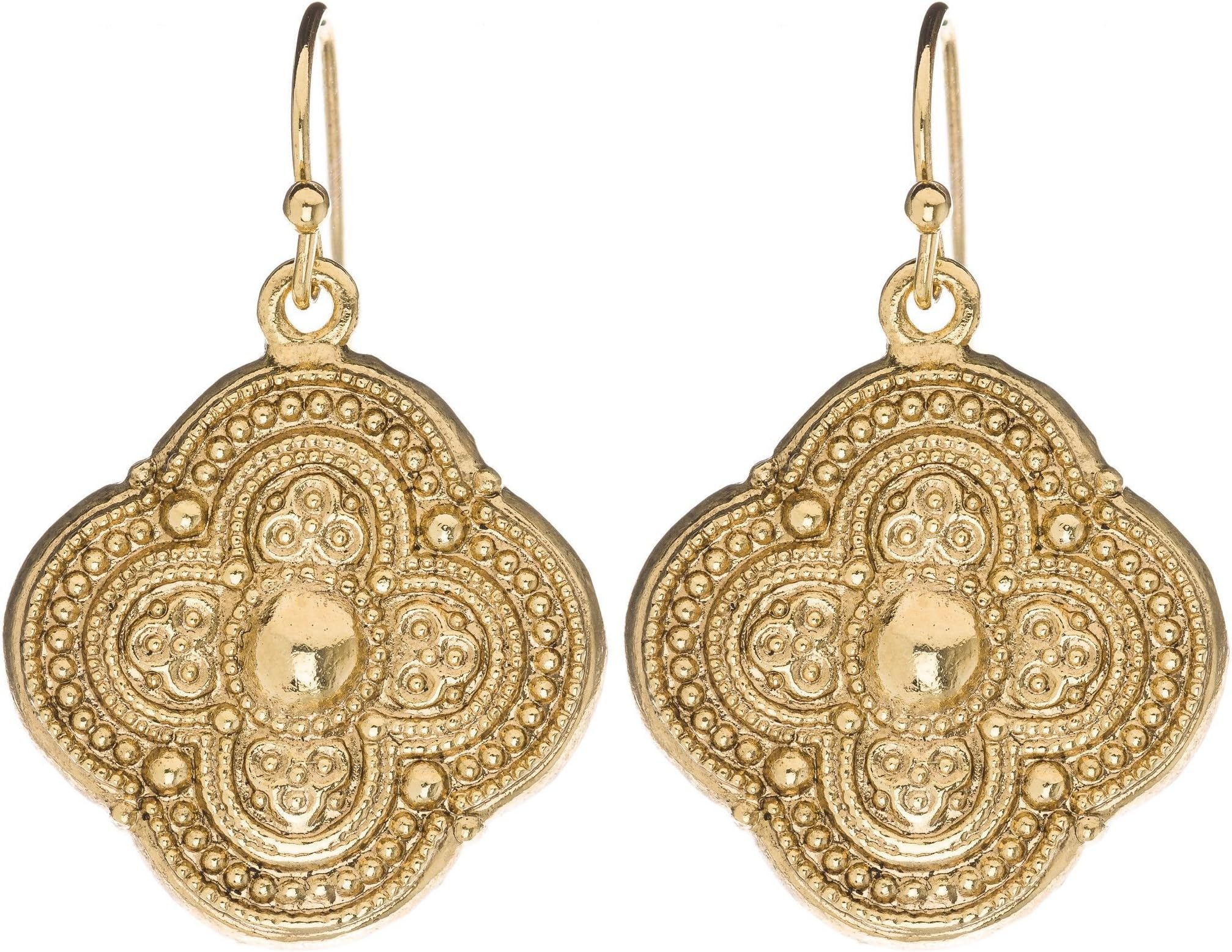 Moroccan Quatrefoil Earrings in 14k gold finish
