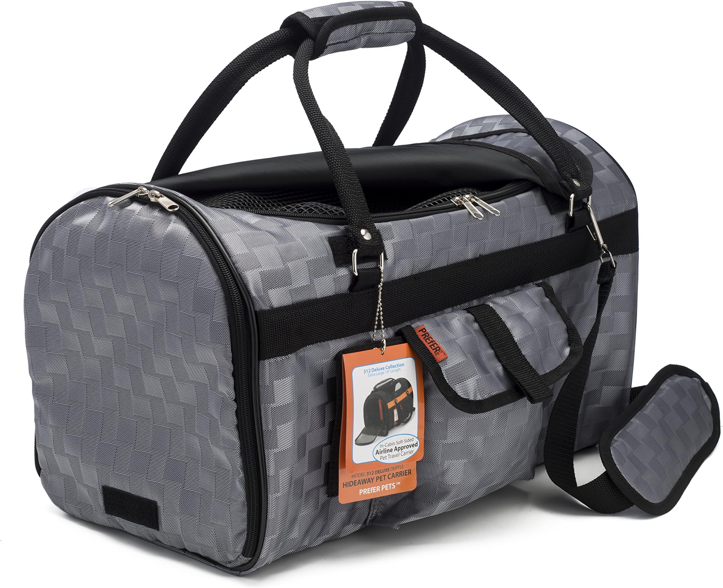 Prefer Pets Travel Gear 312LUX-SLV Hideaway Duffle Pet Carrier, Large