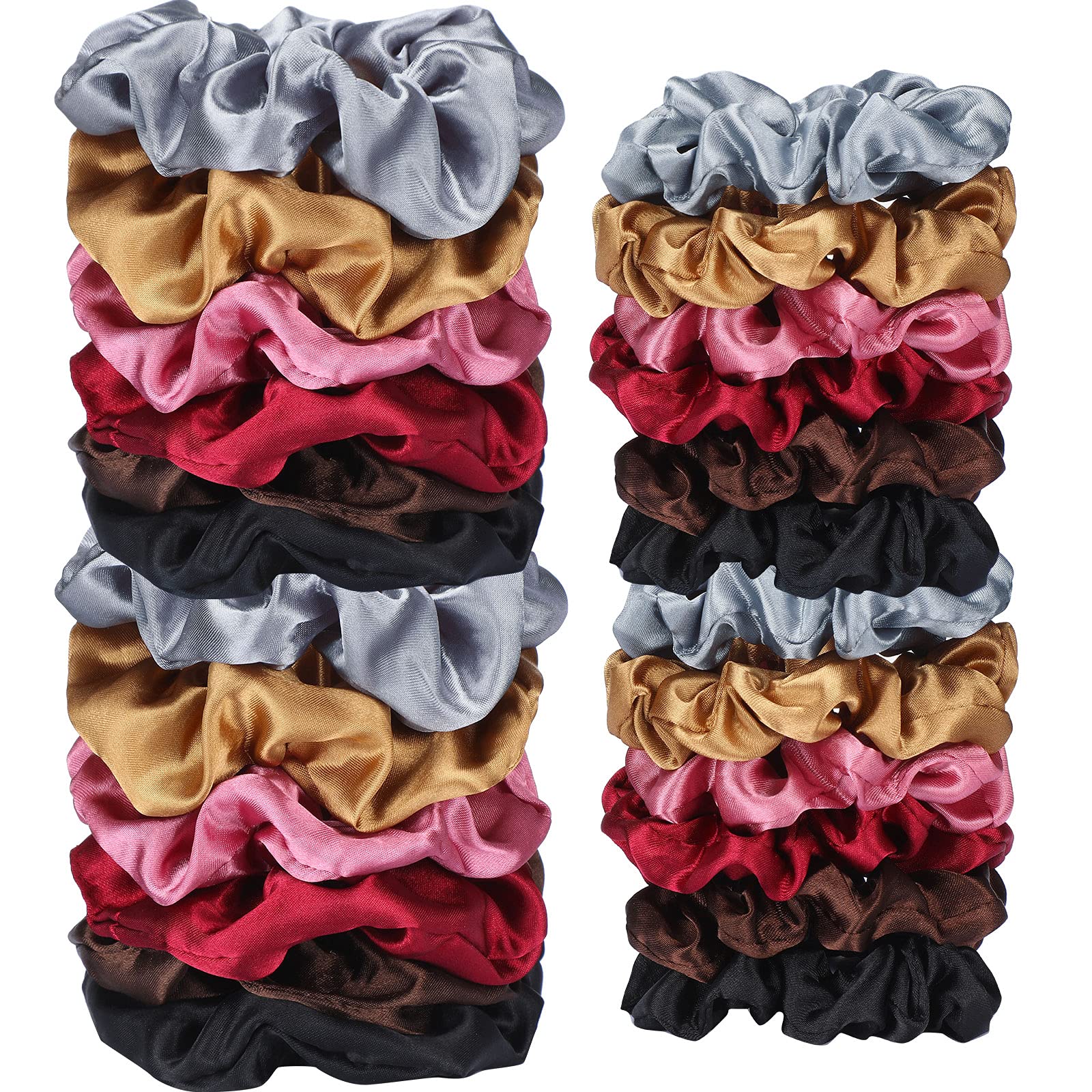 Hair Scrunchies Set of 2 Ruffled Polyester for Thick or Thin Hair Women 7Pcs Silk Hair Scrunchies for Women - Soft Satin Hair Ties  main image 4