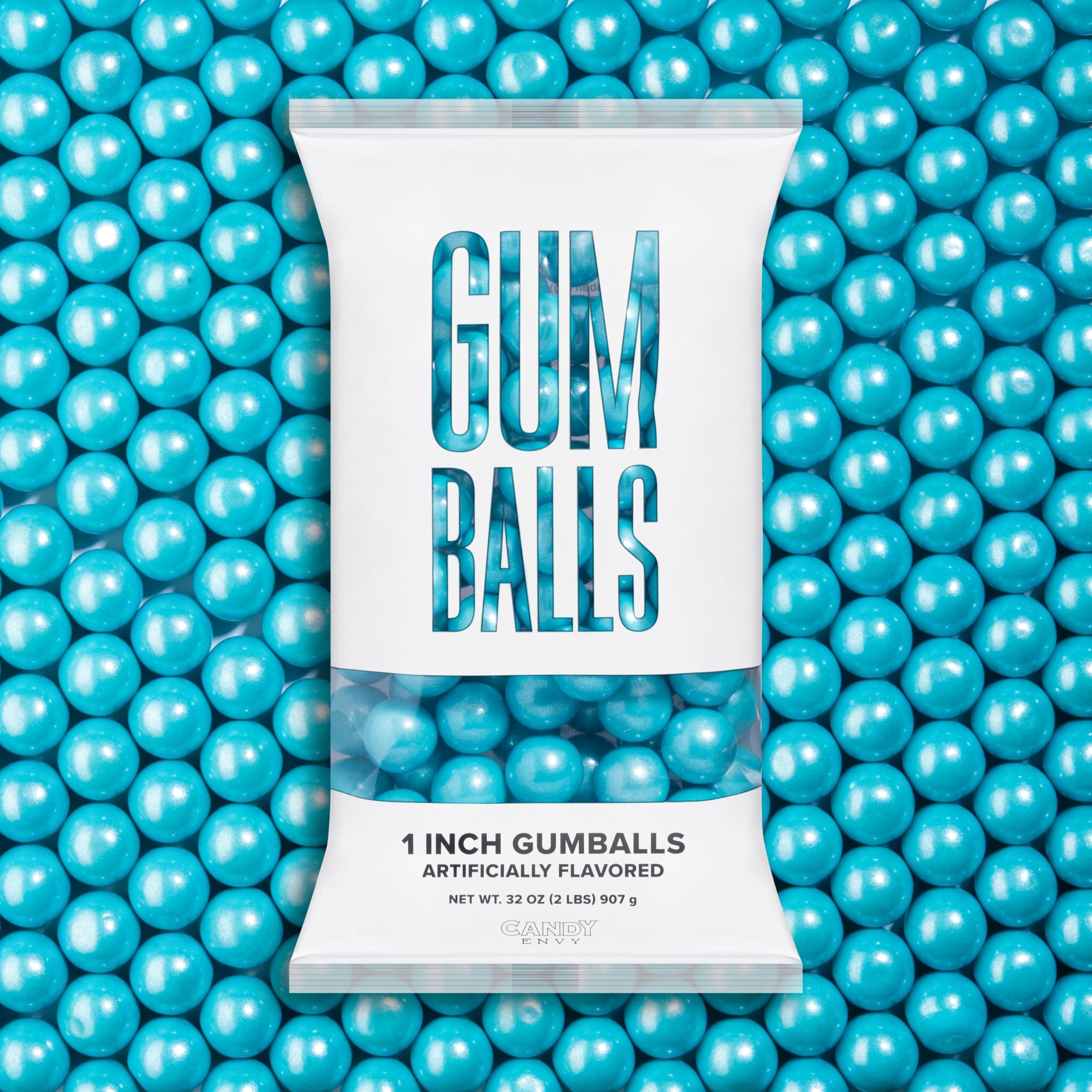 Candy Envy - Shimmer Light Blue Gumballs - 1 Inch - Approximately 113 Gumballs Per 2lb Bag - Bulk Light Blue Candy - North American Made & Kosher Certified