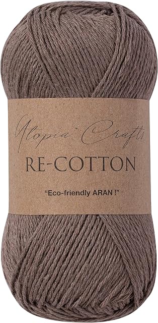Utopia Crafts Re-Cotton Knitting Yarn, 100g (Roman Coffee)