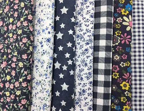 Miniatura 2 de Tela de acolchado Misscrafts 7 piezas de tela de algodón de 19.7 x 19.7 in, suministros de fabricación de bricolaje, paquete de tela de retazos para