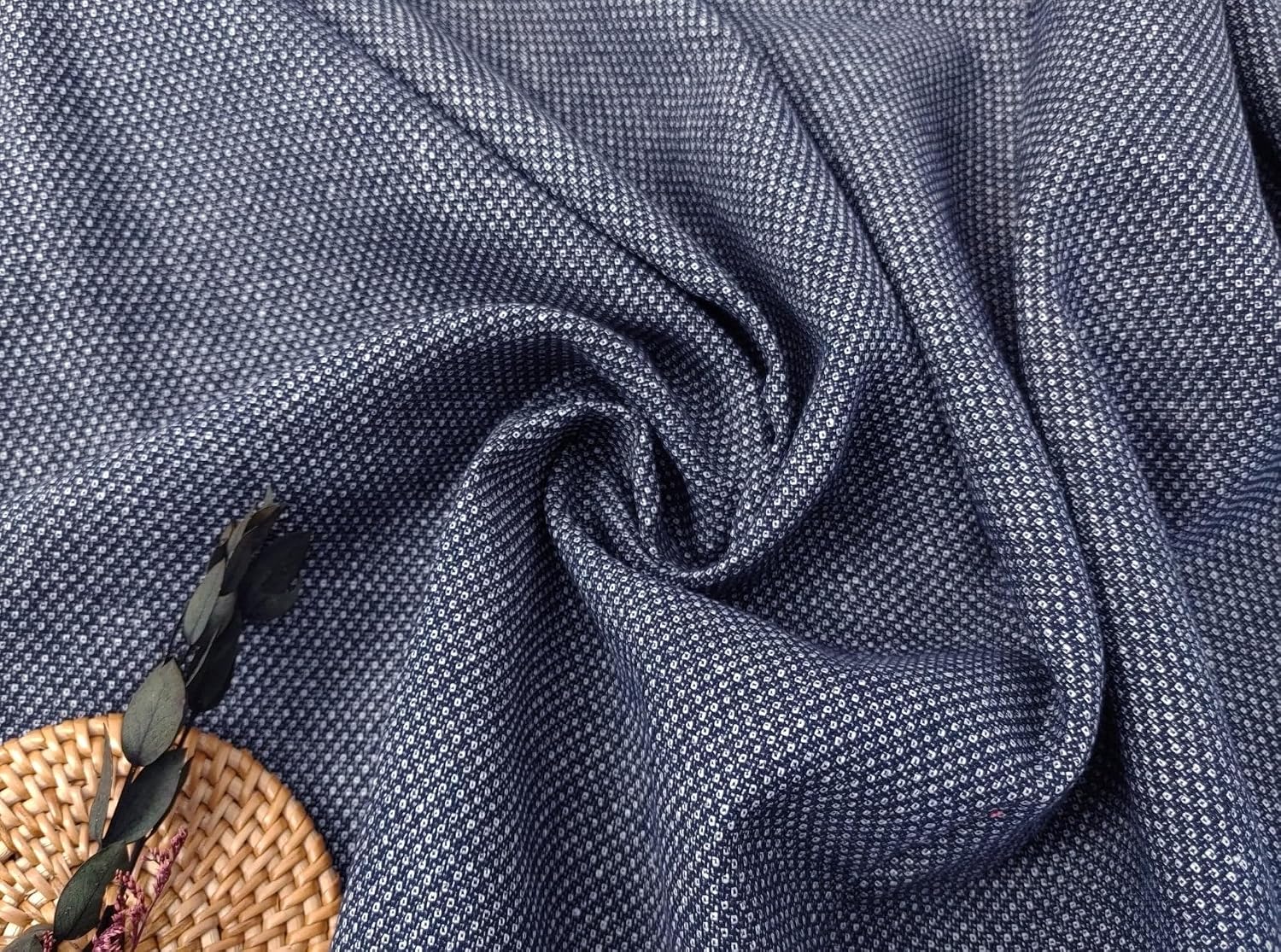 Medium Weight Linen Cotton Polyester Dobby Fabric 4636 Navy(Dark)
