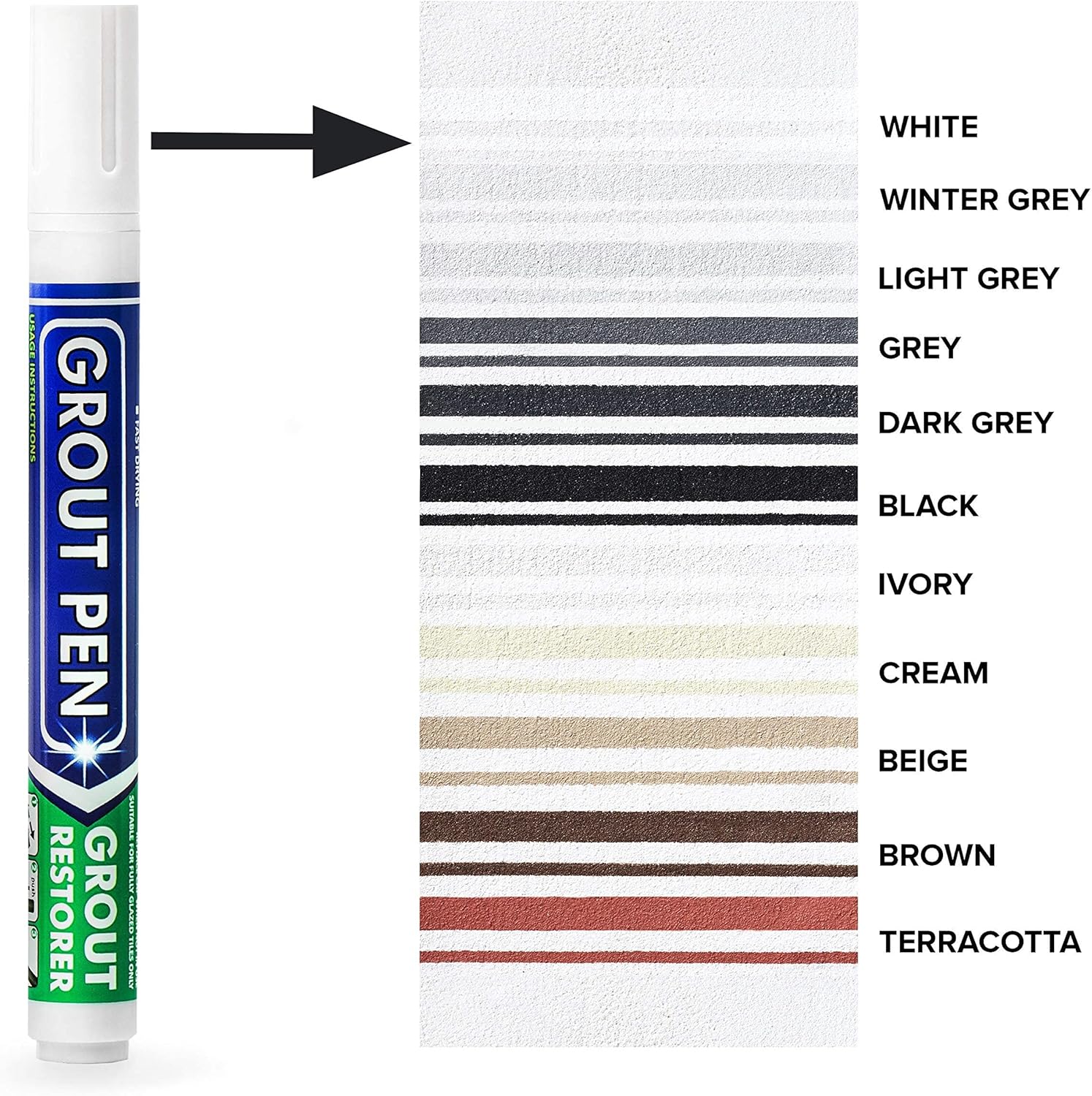 Grout Pen Tile Paint Marker: Waterproof Grout Colorant and Sealer Pen to Renew, Repair, and Refresh Tile Grout - Cleaner Coating Stain Pens - 2 Pack, 5mm Narrow Grey and 5mm Narrow White Tip - - 