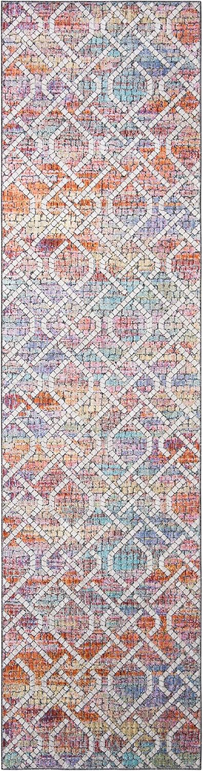 SAFAVIEH Provance Collection Runner Rug - 2'2" x 8', Cream & Orange, Boho Chic Cotton Design, Easy Care, Ideal for High Traffic Areas in Living Room, Bedroom (PRV169A)