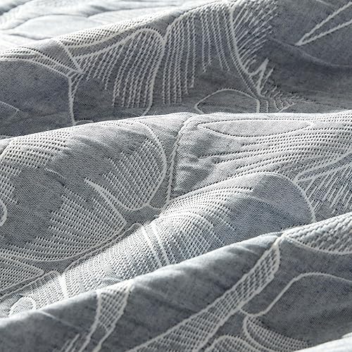 Miniatura 6 de SLEEP ZONE Juego de edredón floral tamaño matrimonialqueen, edredón jacquard ultra suave y ligero con 2 fundas de almohada, juego de colcha de 3