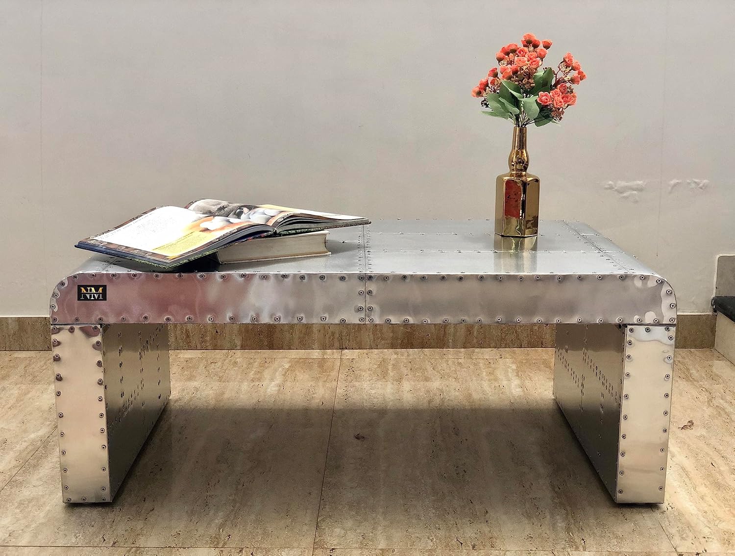 NauticalMart Aviator Coffee Table Desk Aluminium Furniture Home Office Decor