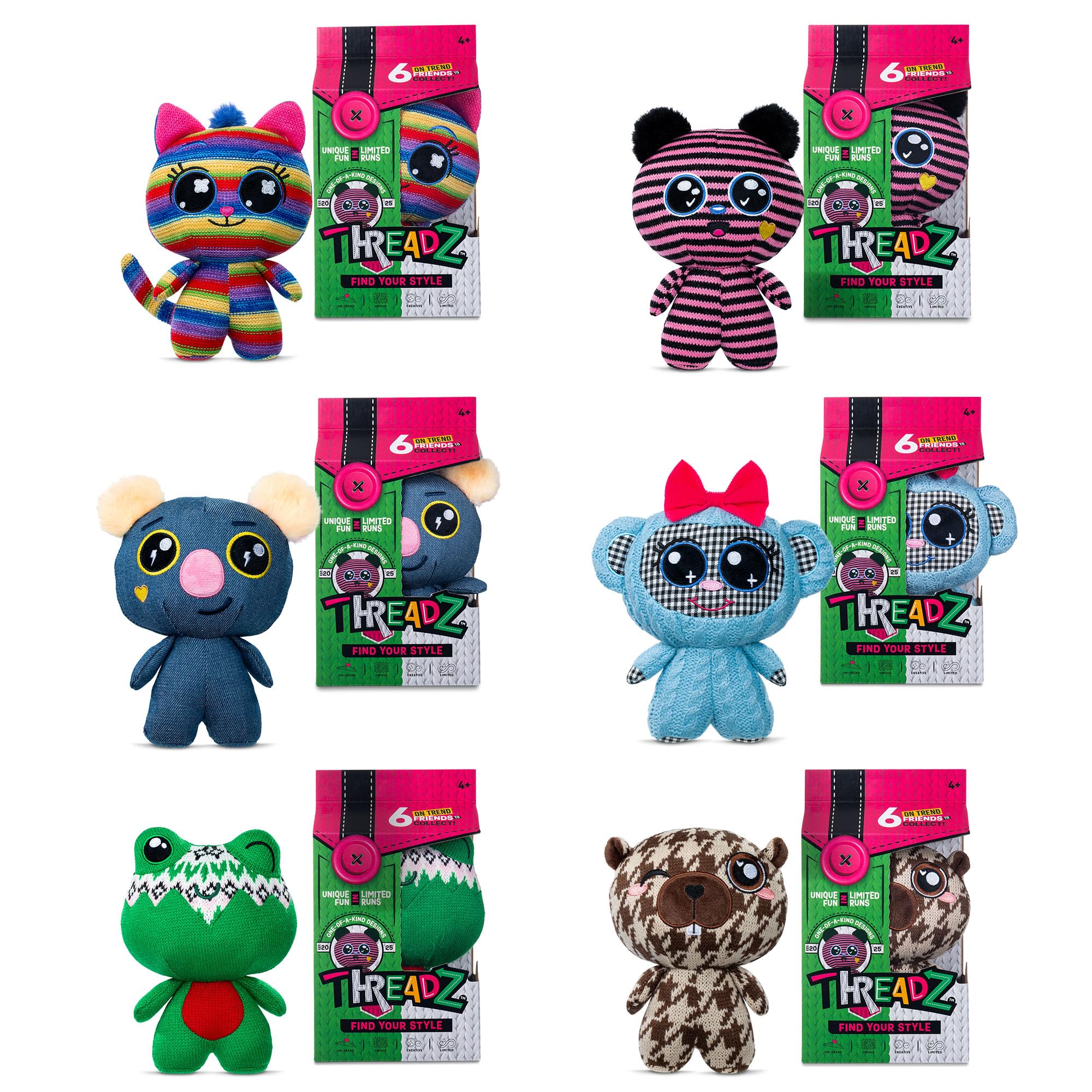 Basic Fun THREADZ Small Plush – 5-Inch Surprise Fashion Collectible Plush Toy – Soft, Stylish & Expressive Characters for Kids Ages 5+