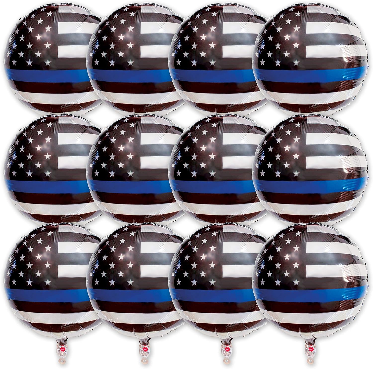Havercamp’s Police-Thin Blue Line Balloons (6 Pcs.), 18” Round Mylar!