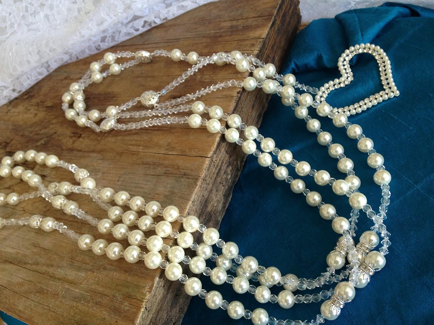 hand made Non-Catholic Wedding Lasso Imported High End Crystal Pearls/Lazo para Boda No Catolico en Perlas de Crystal Color Beige, Heart Wedding Lasso