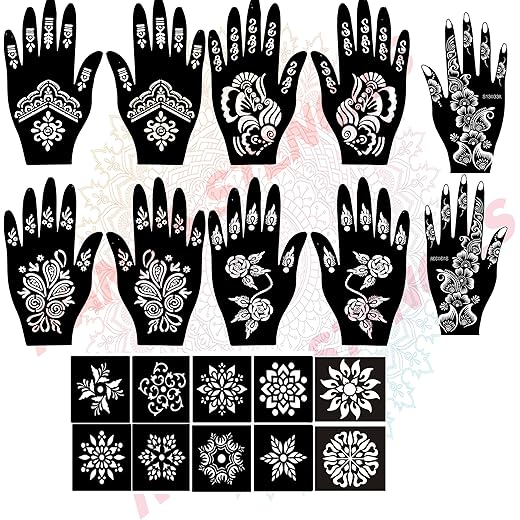 Mehndi Tattoo Stencil Set of 20 pcs