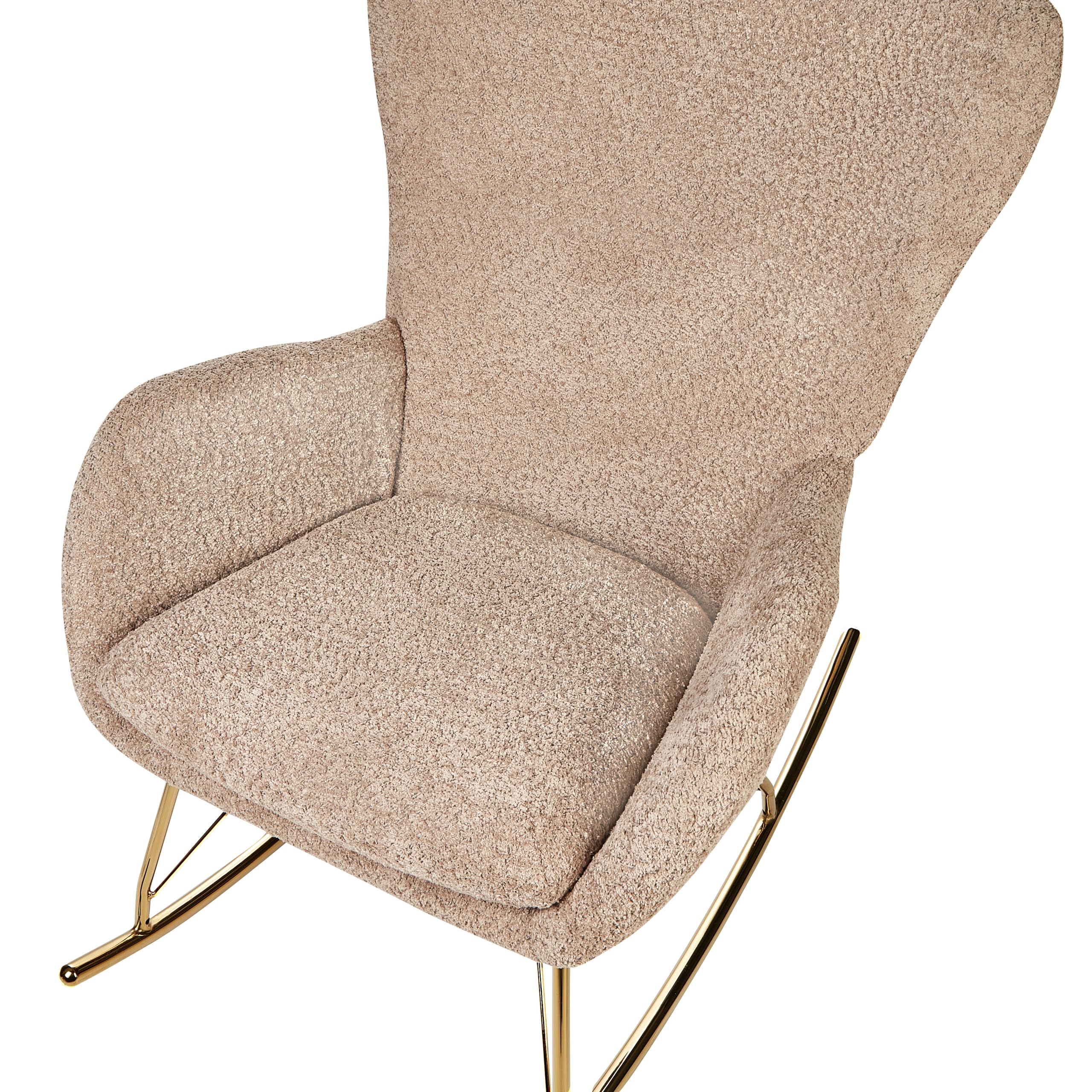Beliani Schaukelsessel Bouclé Stoff beige/Gold Schaukelstuhl modern elegant edel Anaset