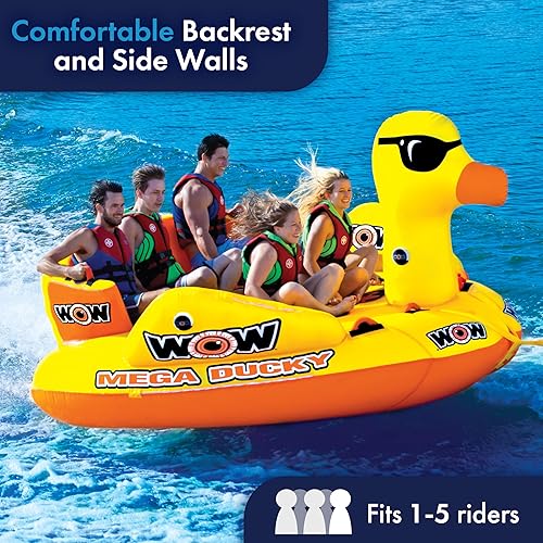 Miniatura 3 de WOW Sports Mega Ducky 19-1060, 1 a 5 personas remolcable, puntos de remolque delanteros y traseros - Tubo de agua para 5 personas, remolcable para