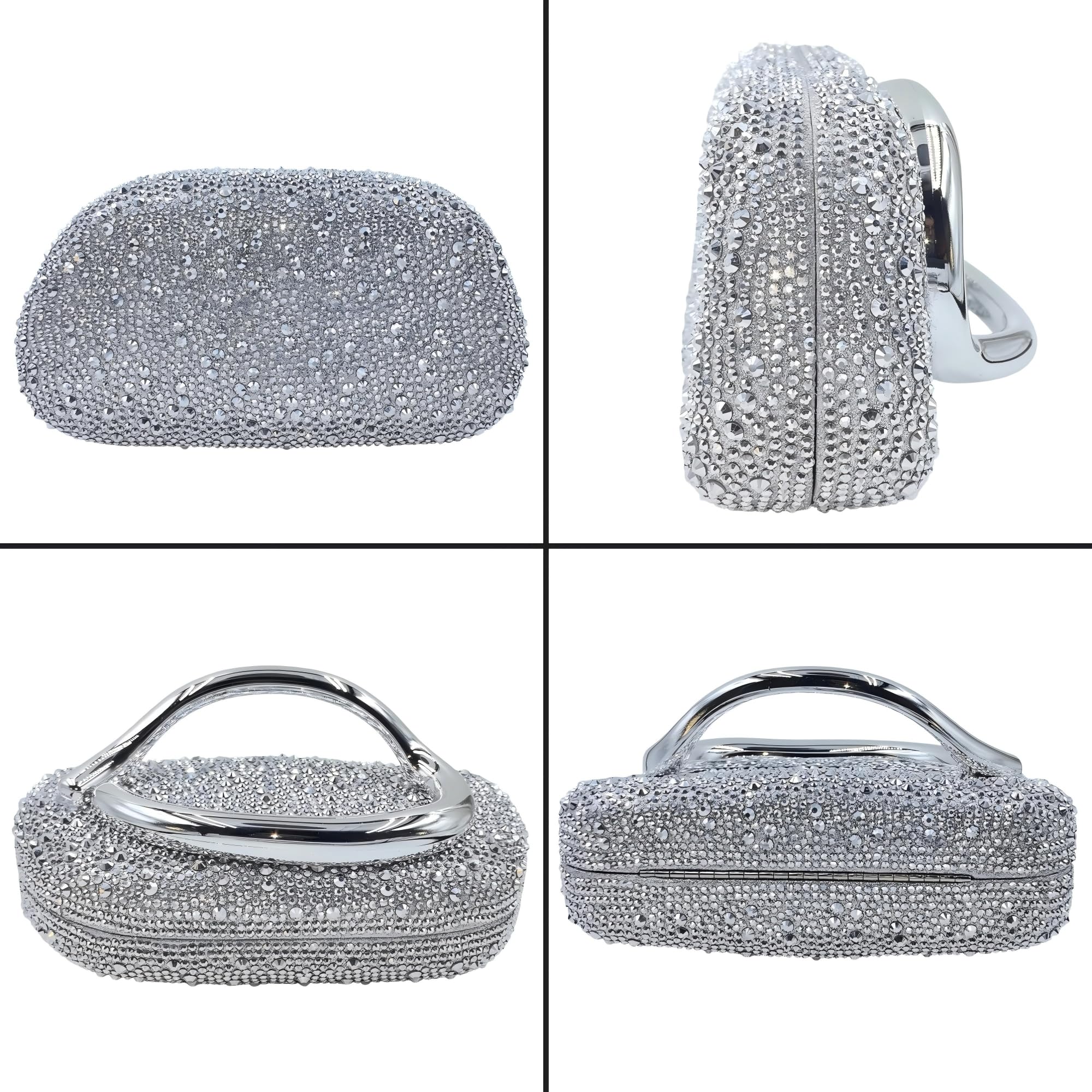 Boutique De FGG Mini-Clutch-Geldbörse mit Strasssteinen für Damen, elegant, glitzernde Abendtasche, Hochzeit, Brautschmuck, Kristall-Clutch-Handtasche