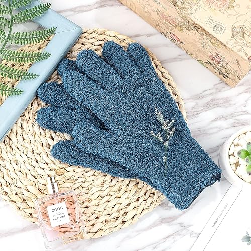 Vista 9 de Patelai Guantes de microfibra para plantas, guantes de limpieza de polvo, color azul marino, 4