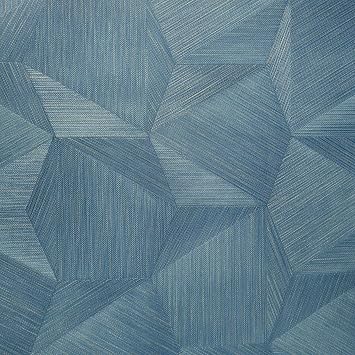 Unique Luxury Modern Blue Gold Hexagon Triangle Lines Faux Fabric grasscloth 3-d Wallpaper Textured wallcoverings 3D Illusion wallcovering