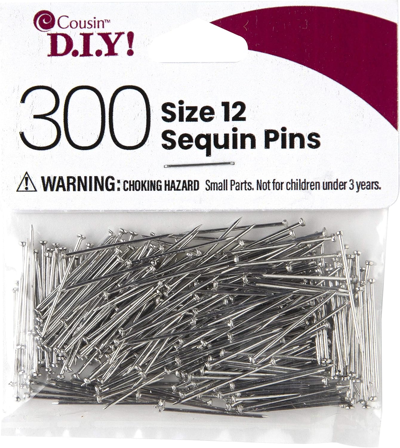 Cousin DIY Silver, Size 12, 300 Pieces Sequins Pins, Gold