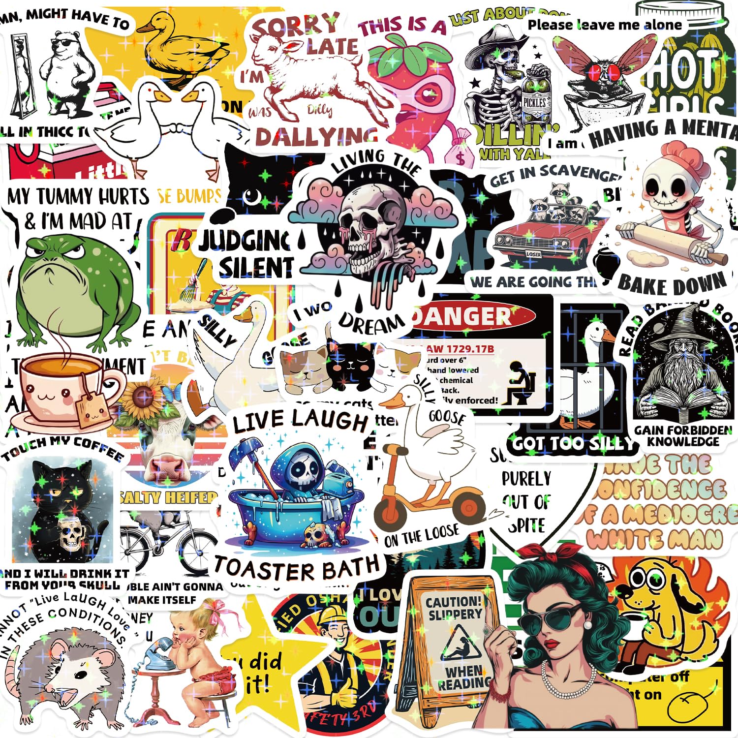 Funny Stickers for Adults 238 PCS - Holographic Sarcastic Meme Decals, Funny Stickers-238, 3 x 2 x 1 inches - Image 2