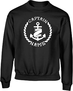 Hippowarehouse Personalised Name Captain Anchor Kids Children's Unisex Jumper Sweatshirt Pullover