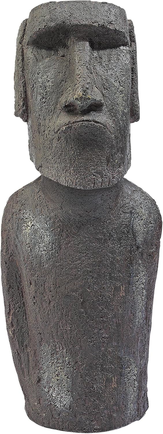Design Toscano Easter Island Ahu Akivi Moai Monolith Garden Statue, Desktop, 9 Inch, Cast Stone Resin, Grey Stone