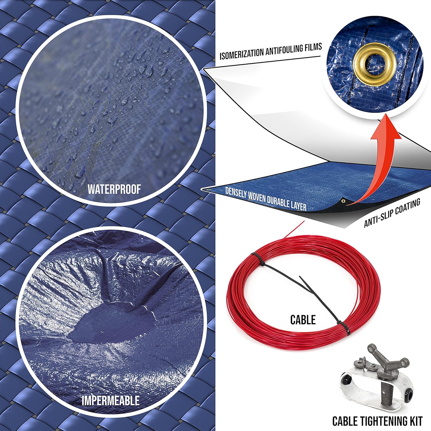 ColourTree 12' x 24' Premium Oval Blue Winter Swimming Pool Cover Tarp Tarpco Safety Extra Heavy Duty & Waterproof, UV Resistant (Cover Size: 20'x29’/ 4 ft .Overlap) - (We Customize Size)