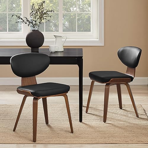 Miniatura 15 de Art Leon Sillas de comedor tapizadas, sillas de comedor modernas de mediados de siglo, silla auxiliar sin brazos de piel sintética con patas de