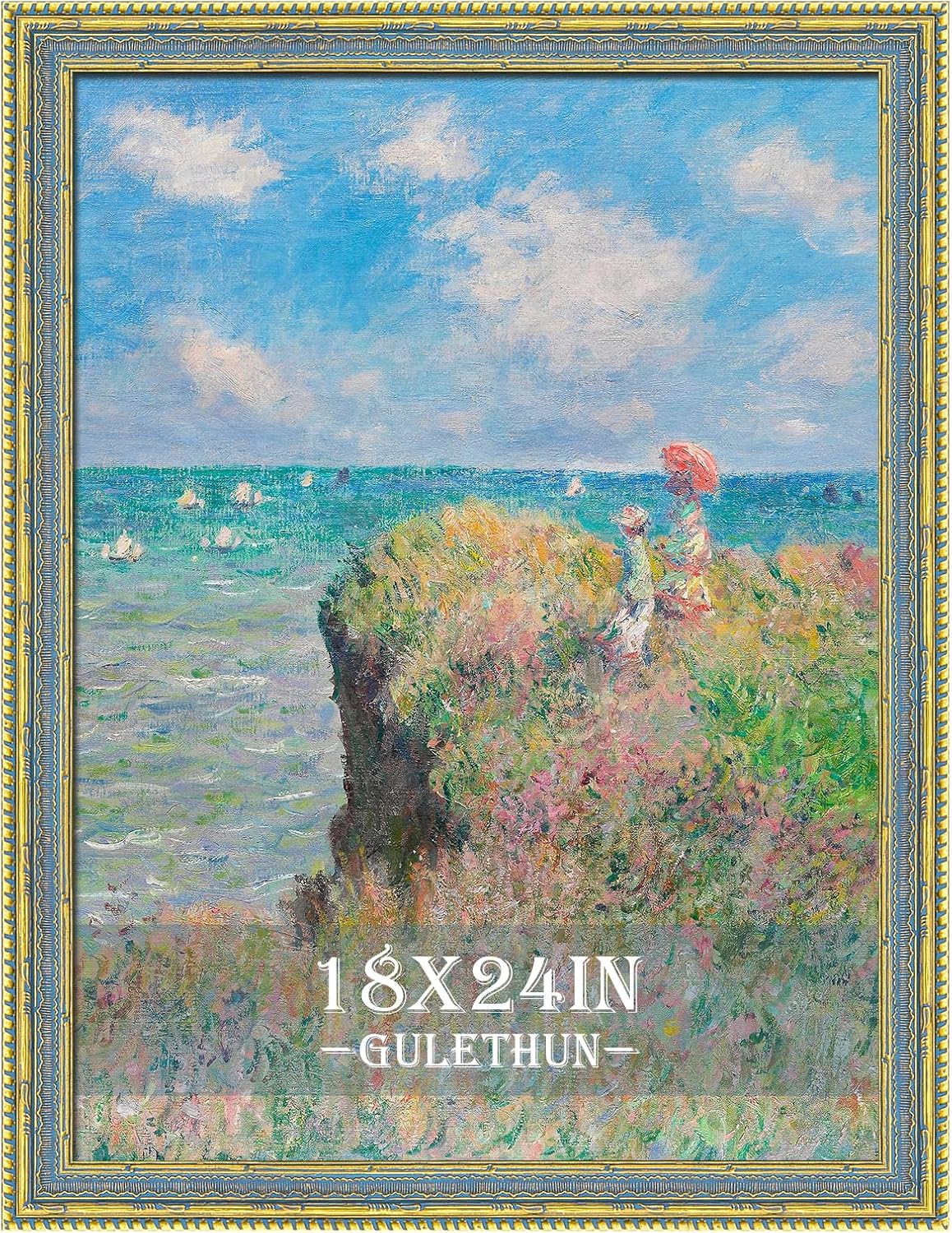 GULETHUN Marco de fotos dorado de 18 x 24 pulgadas, marco de fotos vintage de 18 x 24 pulgadas, decoración retro del hogar, marcos de galería para