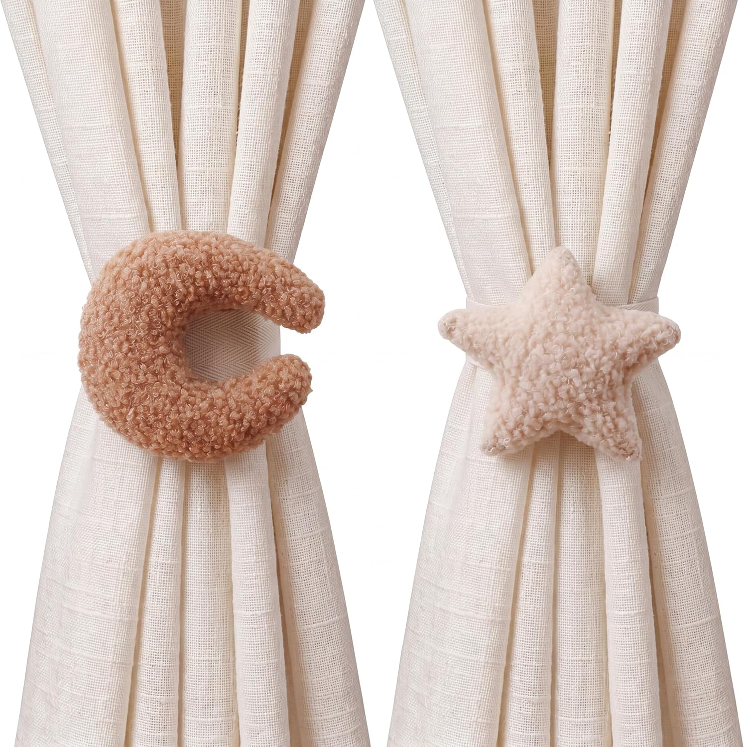 Chumia 2 Pack Moon Bear Curtain Tiebacks Cute Nursery Decor Cartoon Bears Curtain Ties Decorative Animal Shape Holdbacks for Nursery Jungle Theme Rooms Office Living Room