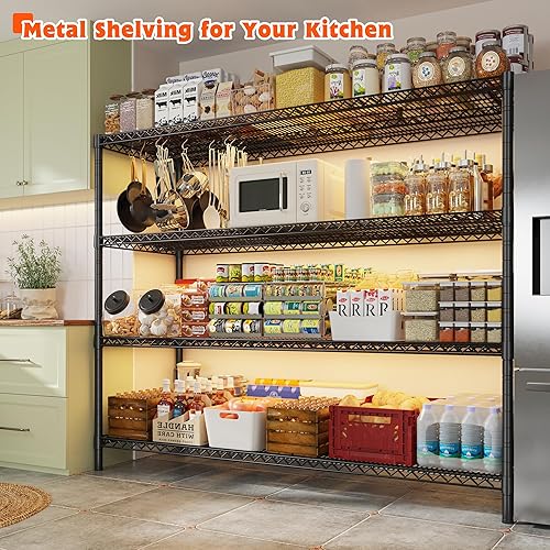 Miniatura 2 de REIBII Estantes de almacenamiento de 60 pulgadas de ancho, 2878 libras, estantería de metal con ruedas, estantes de alambre ajustables para