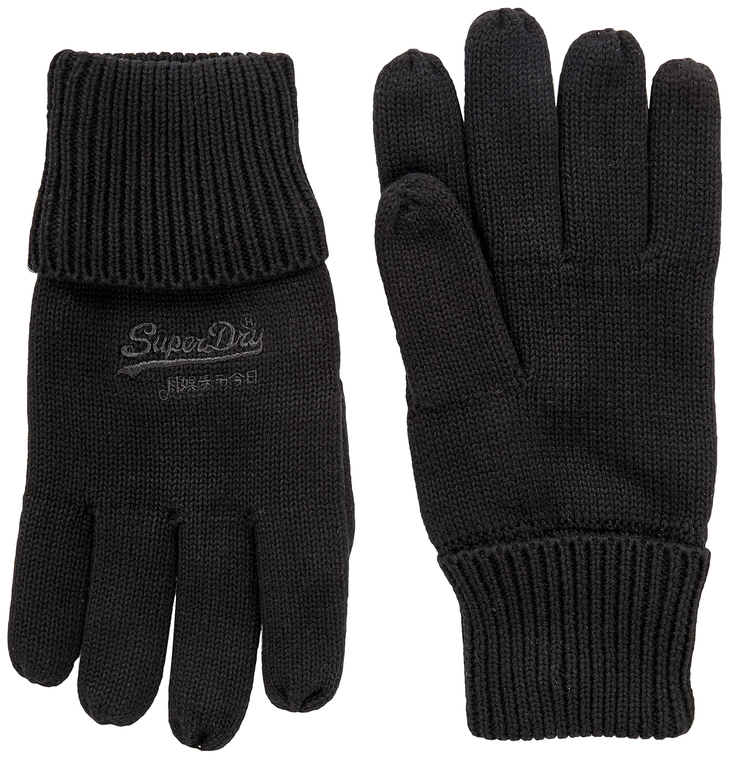 Superdry Men's 93 Knitted Accessories Gloves, Black, One Size