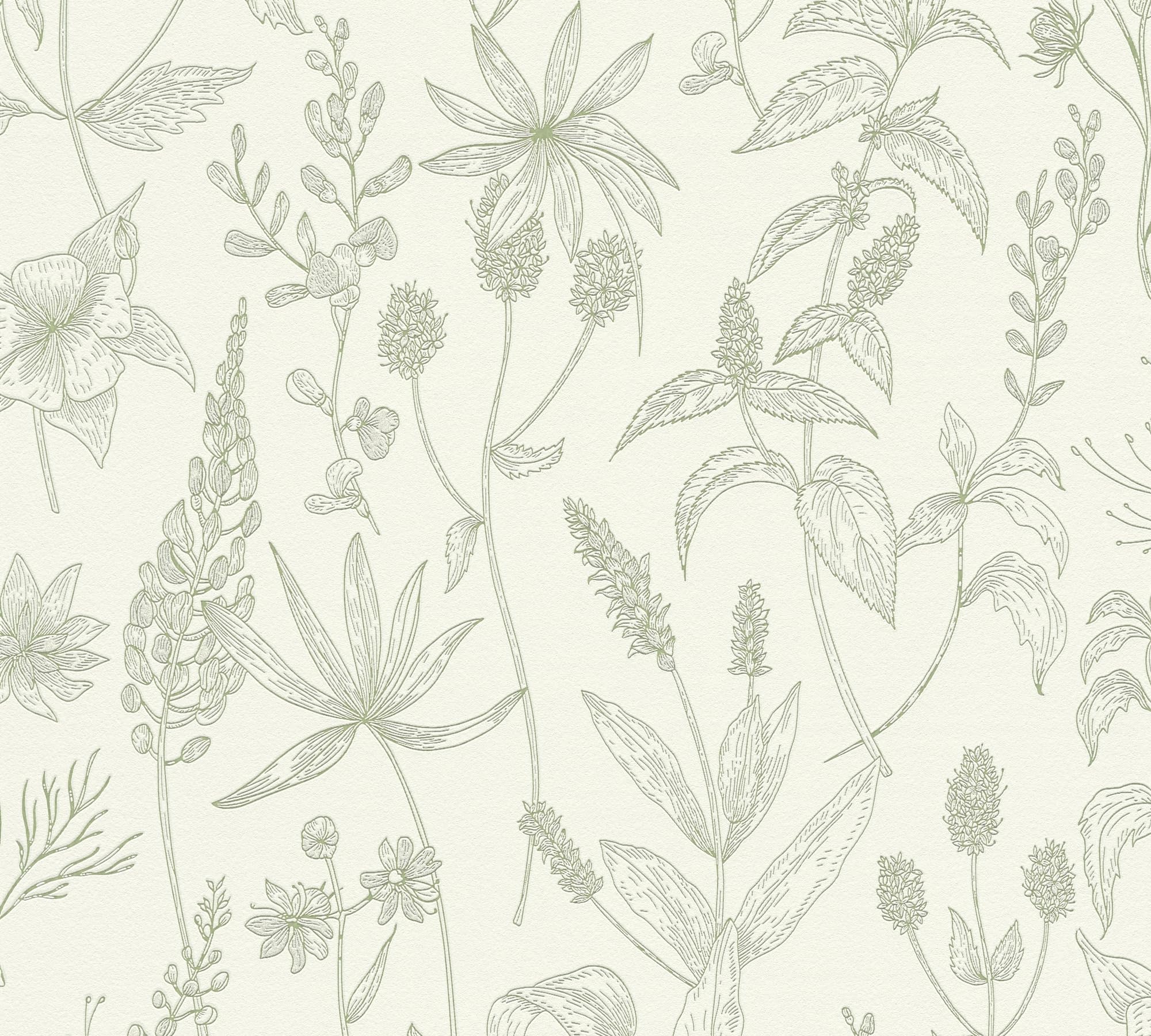 Livingwalls Jette 5 | 373635 | Carta da parati in tessuto non tessuto effetto floreale, 0,53 m x 10,05 m | verde