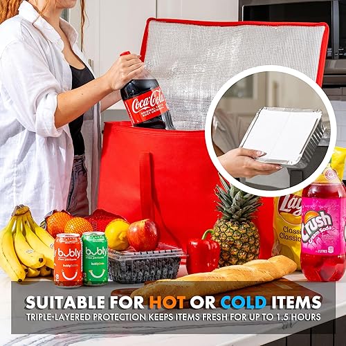 Miniatura 6 de (No fabricado en China), bolsas aisladas para comestibles, bolsas de compras reutilizables, bolsa de catering y entrega para alimentos fríos y