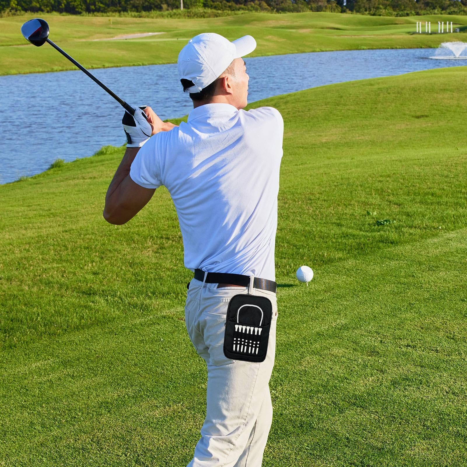 Golfball-Speicher – Golf-Zubehörhalter, Golftasche | Golf Accessory Bag plus Taschen, Meister von Golftasche mit verbesserter Lebensdauer mit Tee-Halterung für Männer (14 x 5 x 21 cm)