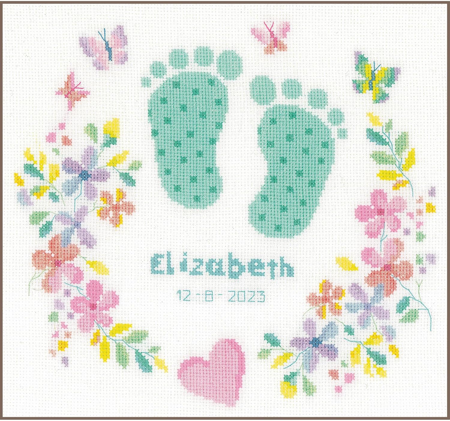Vervaco Counted Cross Stitch kit Baby feet, 27x25cm, DIY
