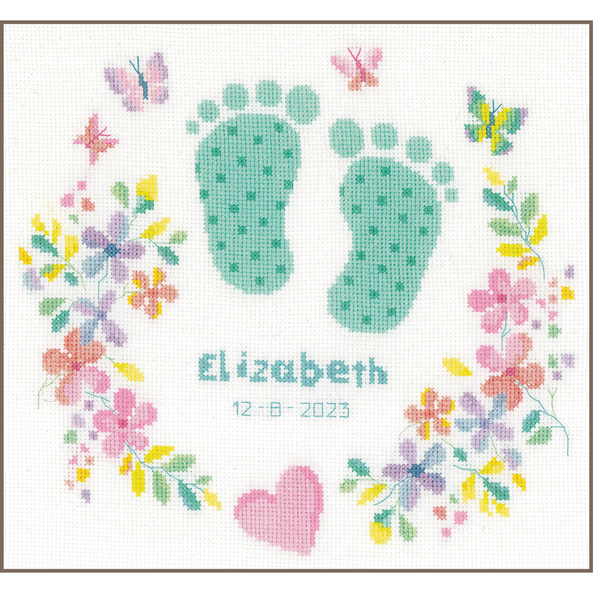 Kit DIY cadeau bébé naissance personnalisé, le point de croix à offrir aux parents