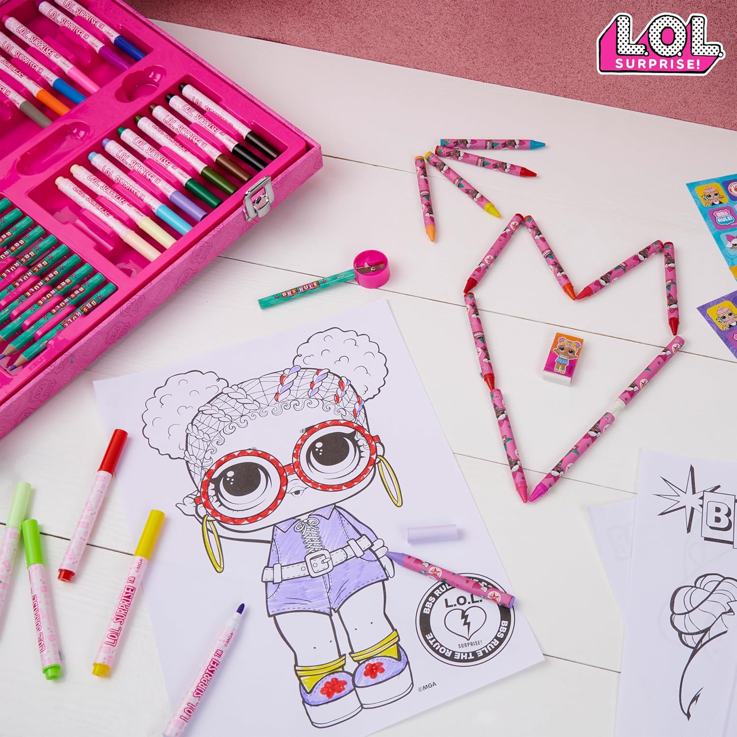 L.O.L. Surprise! 130-Piece Kids Art Set with Travel Case - Pink