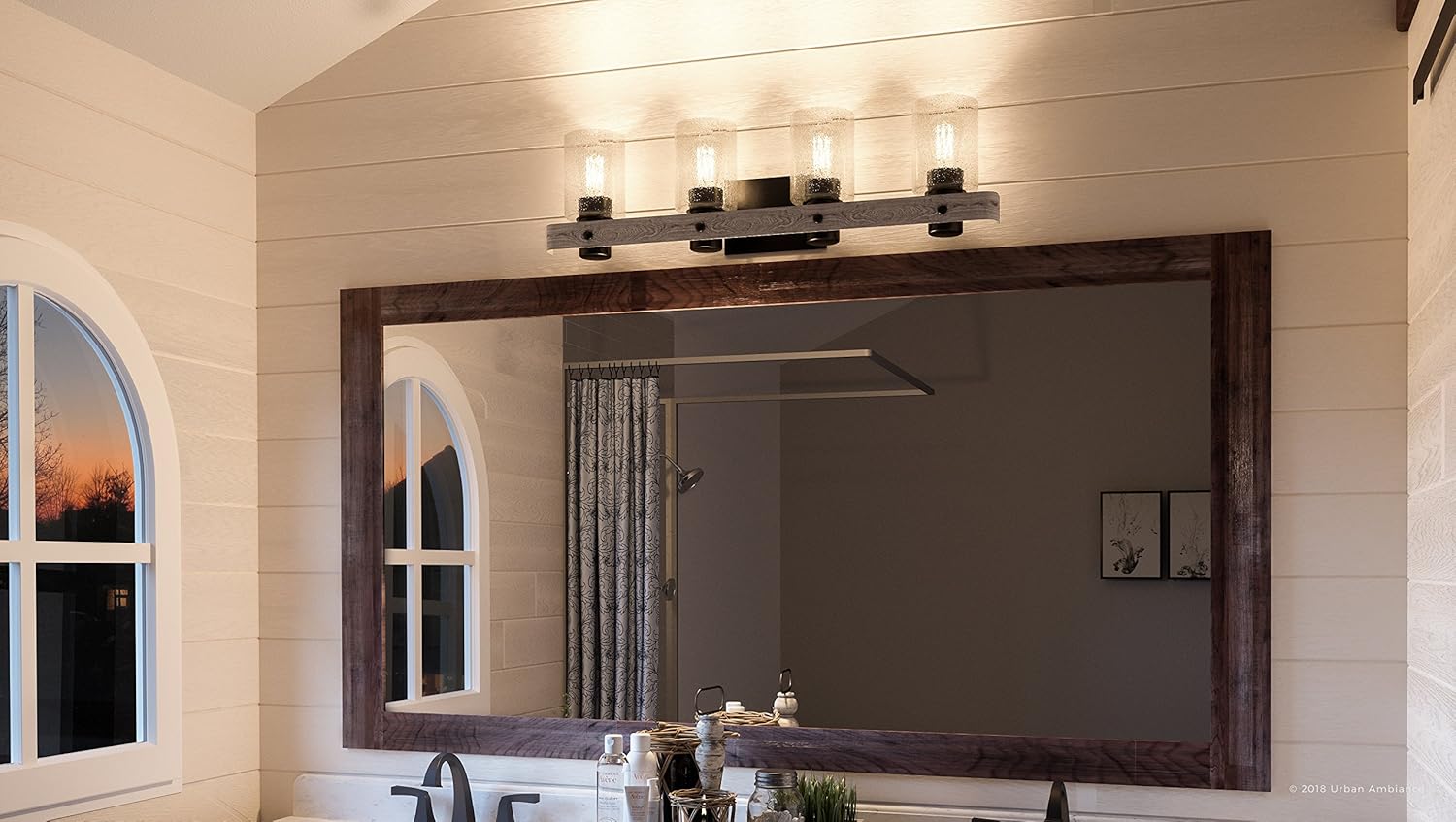 Urban Ambiance Luxury Modern Farmhouse Bathroom Vanity Light, Large Size: 8.5" H x 32.875" W, with Rustic Style Elements, Charcoal Finish, UHP2486, Adelaide Collection