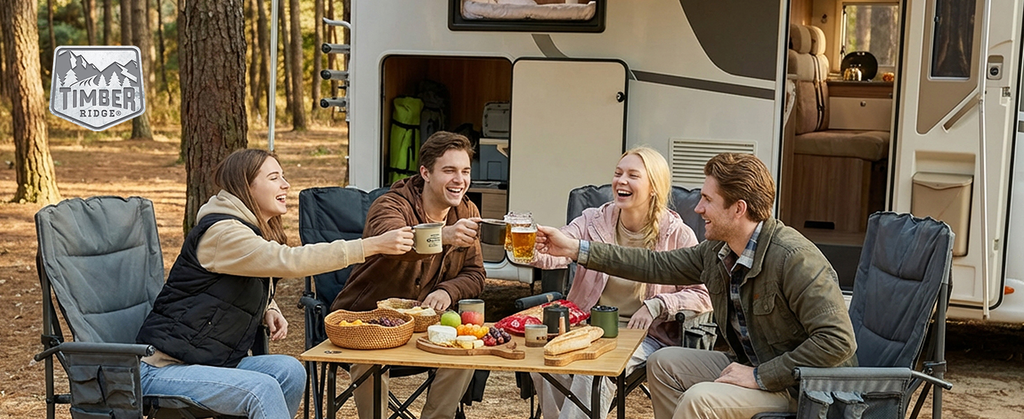 Amazon.com: TIMBER RIDGE Bamboo Folding Camping Table, Portable RV