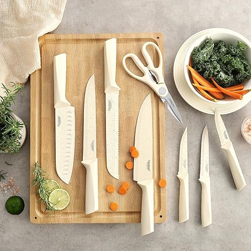 Miniatura 5 de Juego de cuchillos de acero inoxidable, juegos de bloques de cuchillos con afilador integrado, juego de bloques de 15 piezas con bloque y asas