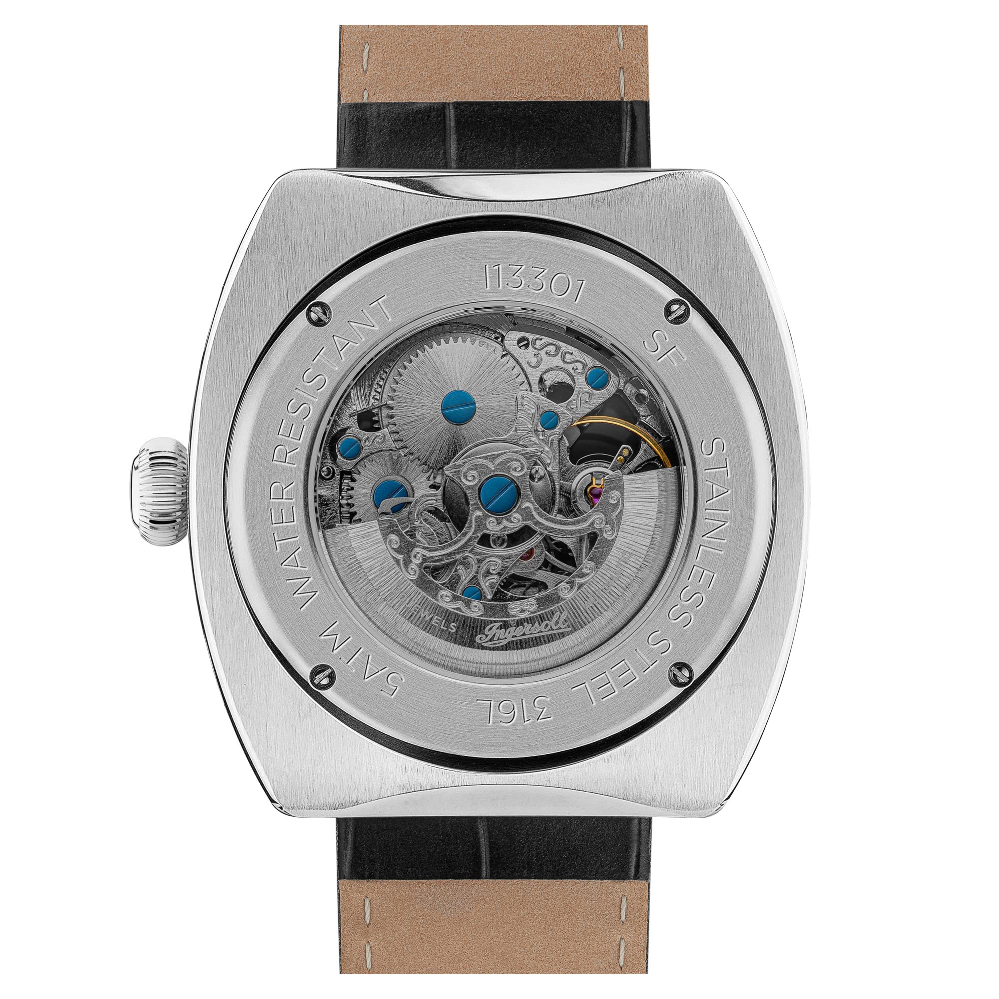 Ingersoll The Michigan Orologio automatico da uomo 45 mm con quadrante a cuore aperto e cinturino in pelle