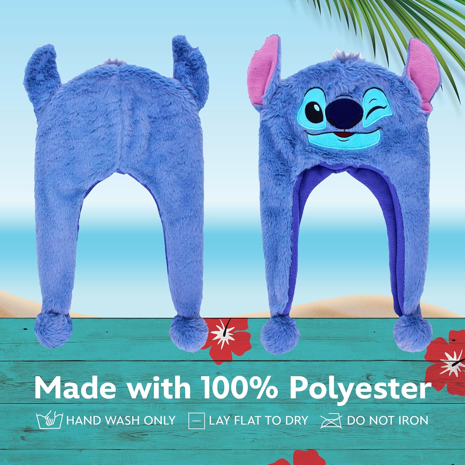 Disney's Lilo and Stitch Acrylic Winter Peruvian Beanie with Tassels, Blue