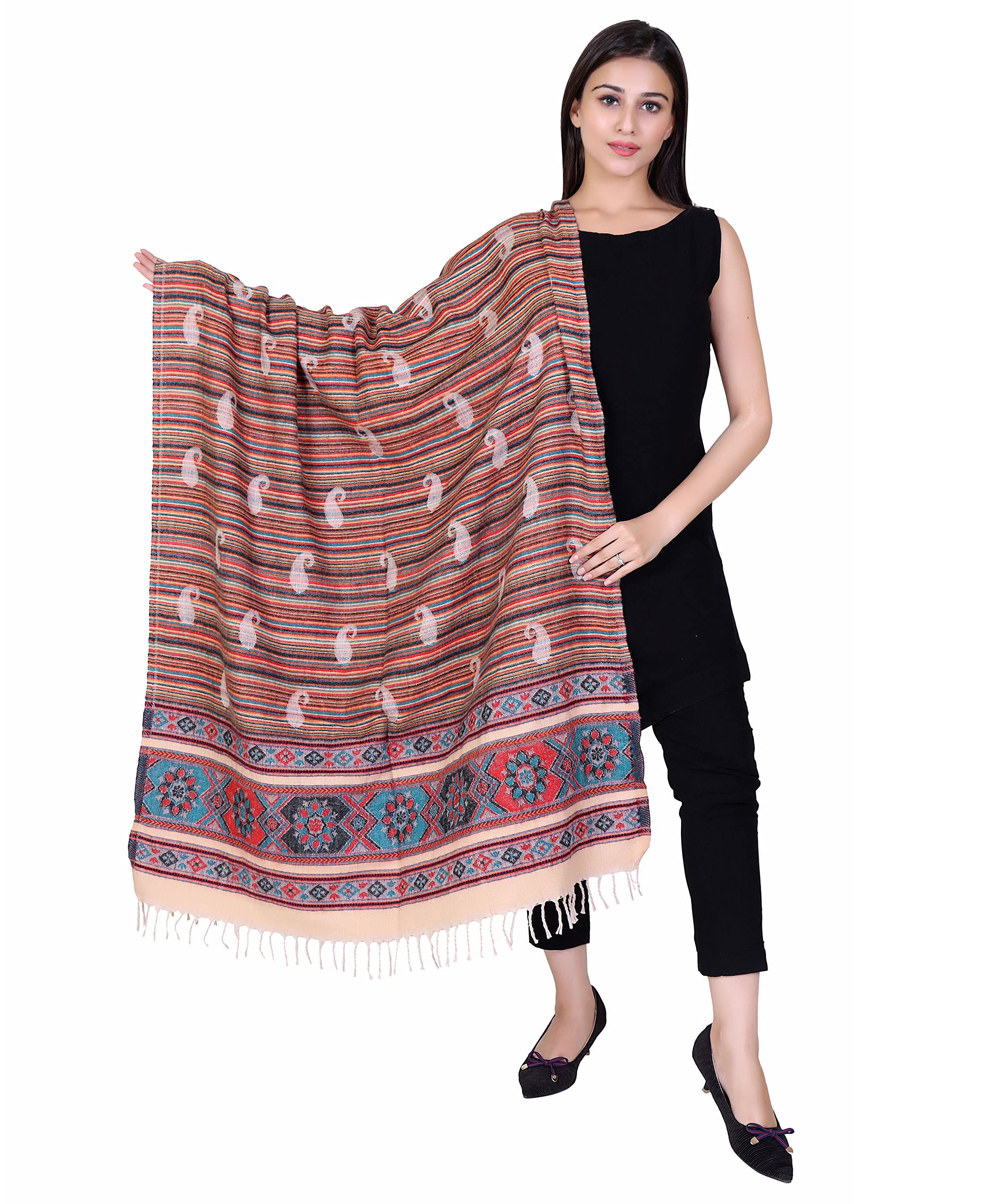 nyoly Multicolor Women Bridal Wear|Pure Wool Shawl| Shawl For Women|Size 40 * 80| Warm Woolen Winters Styles | NY0216-picture-48