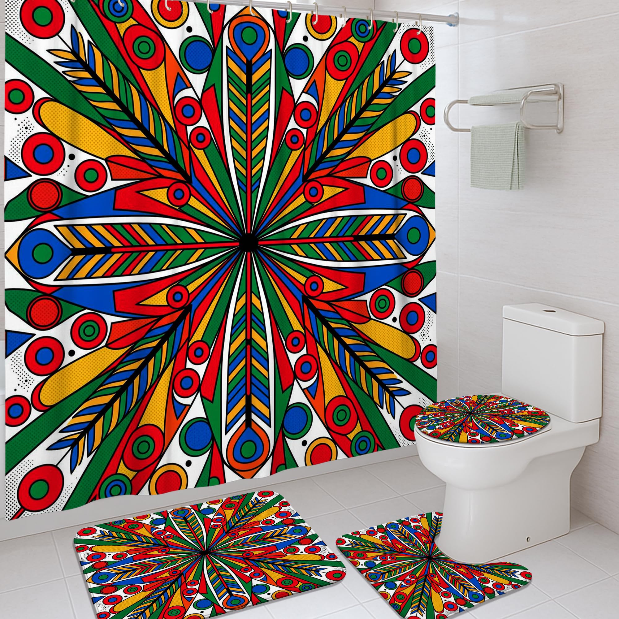 Ensemble rideau de douche en tissu de qualité supérieure et tapis moderne