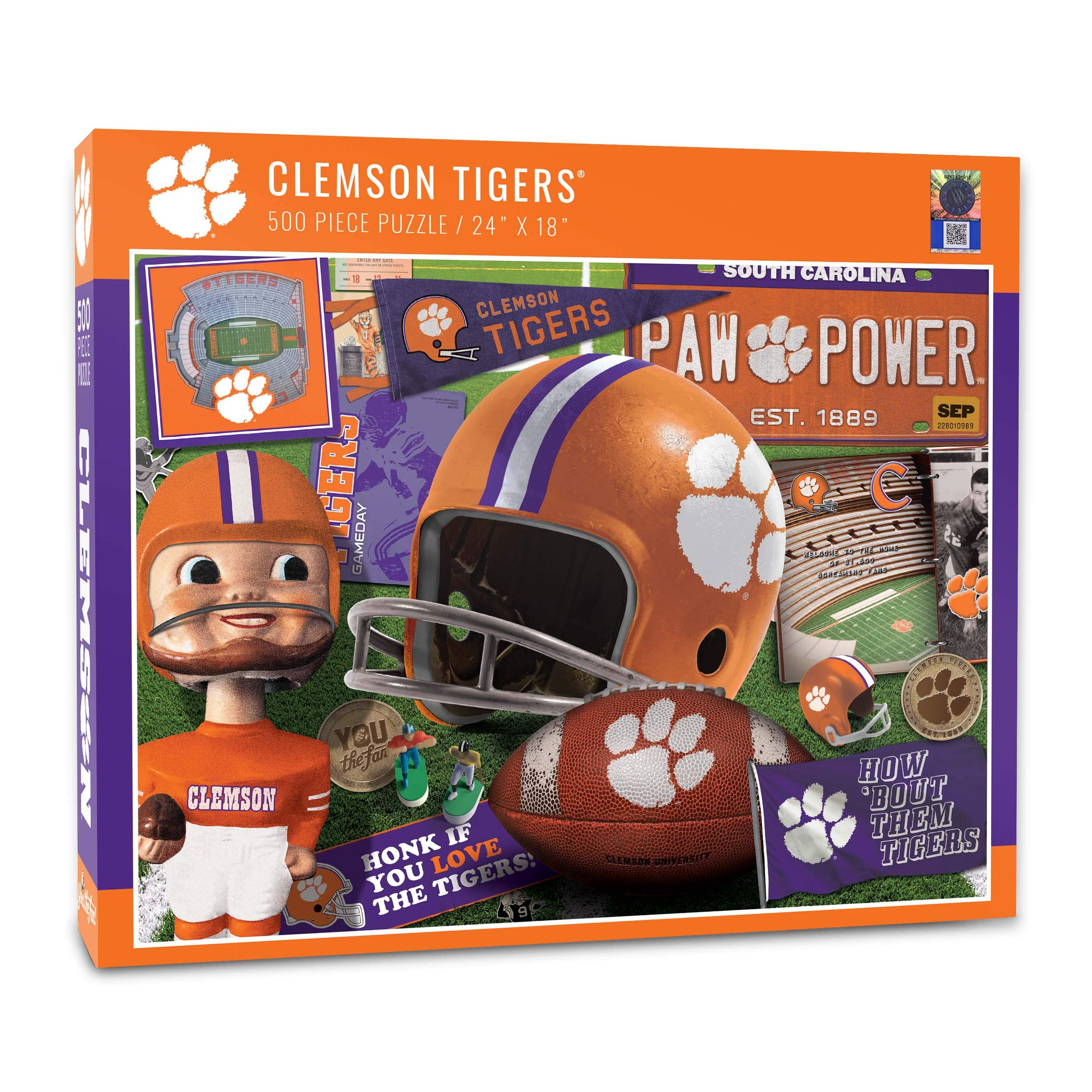 YouTheFan NCAA Clemson Tigers Retro Team Large Puzzle